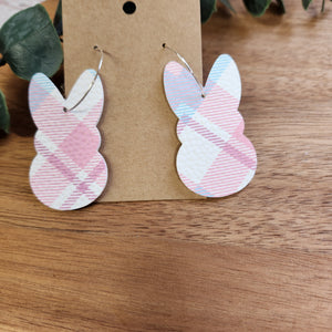 Pink plaid bunny hoop
