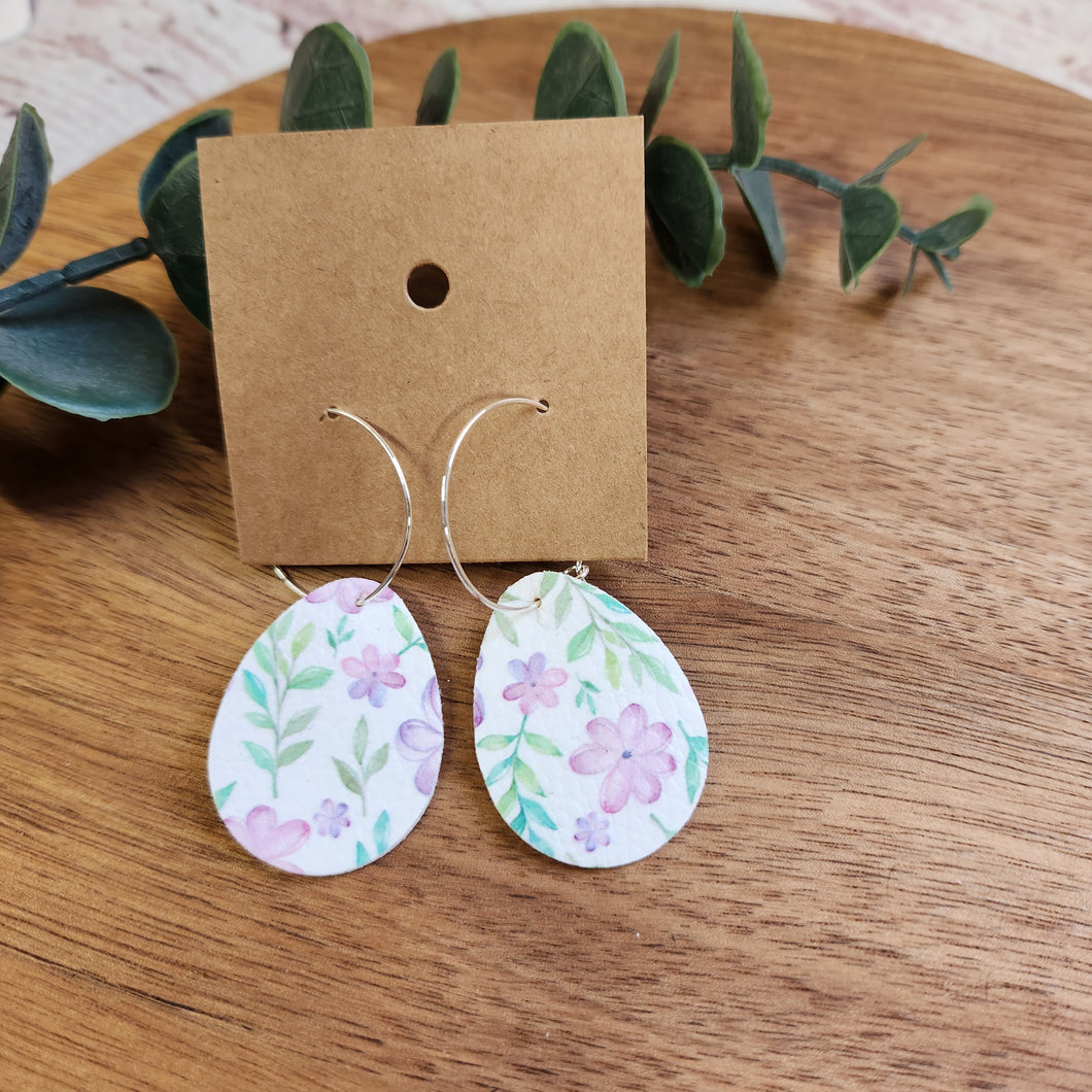 Spring floral small hoop earrings