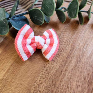 Red Striped Itty Bitty Bow on Clip