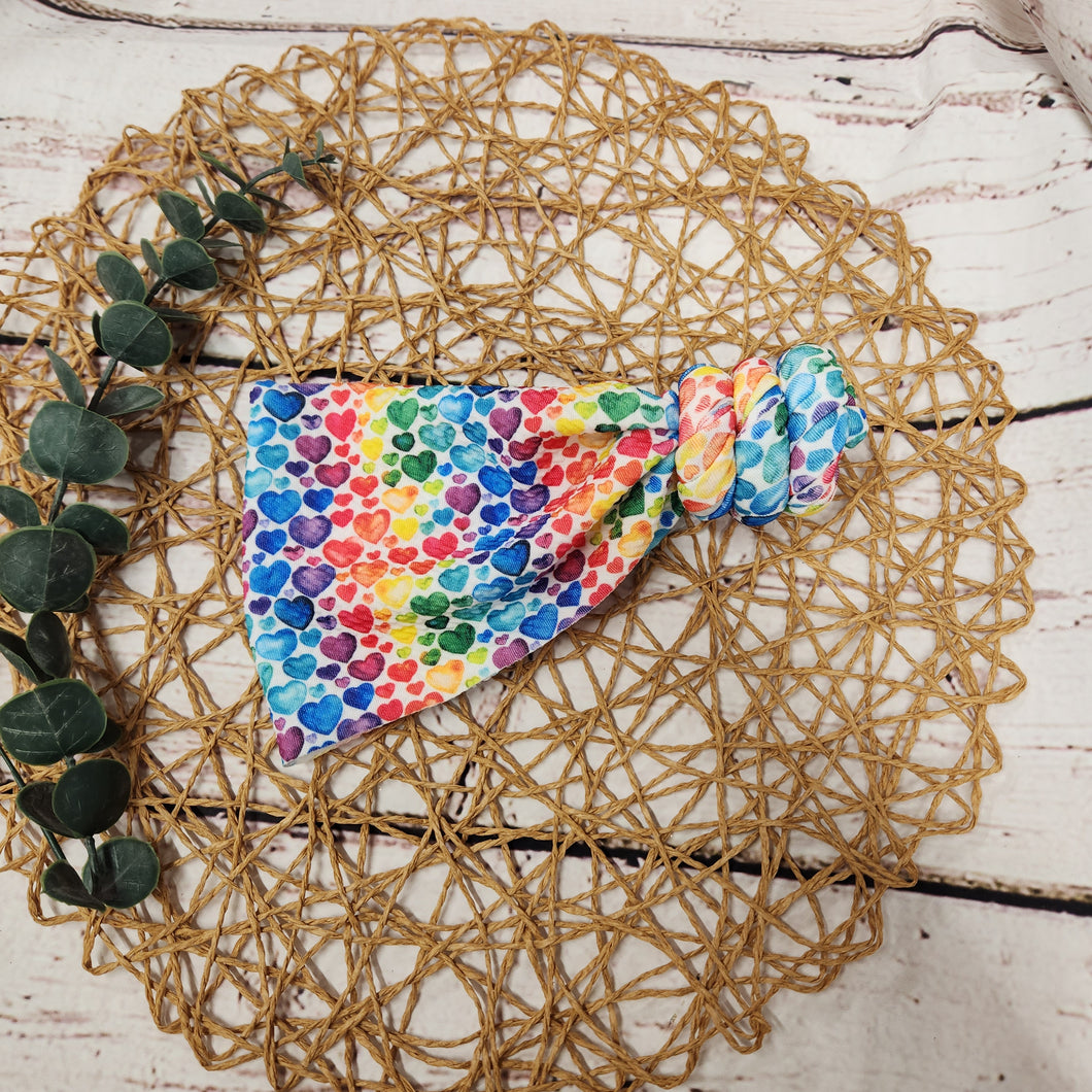 Rainbow hearts baby topknot
