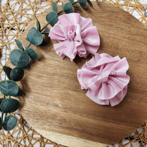 Mini messy pink velvet clip set