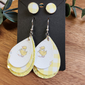 Yellow gingam earring set
