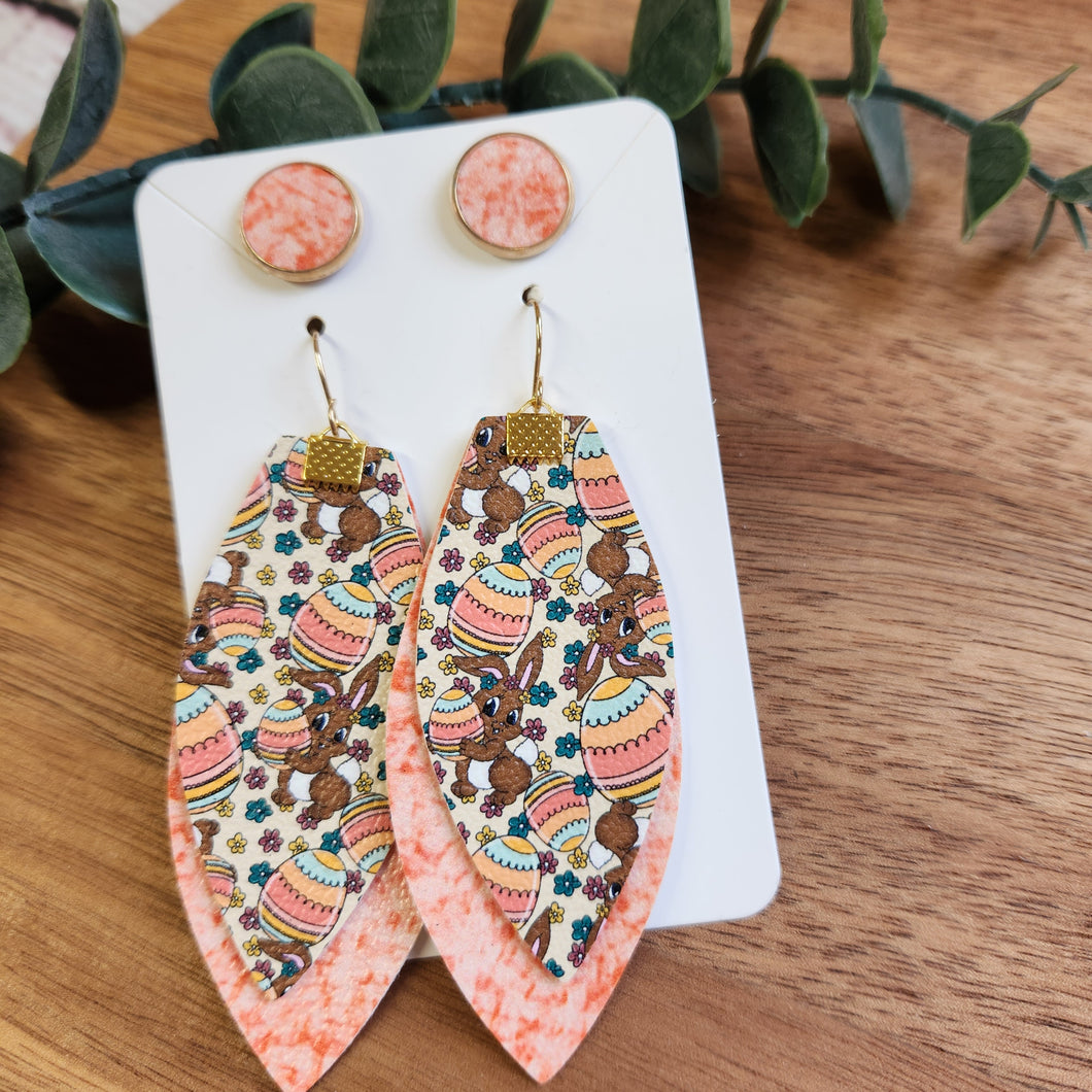 Feathered bunny earrings with studs