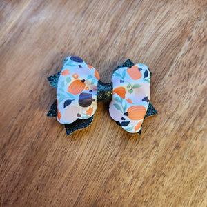 Teal pumpkin 3” Faux Leather Bow