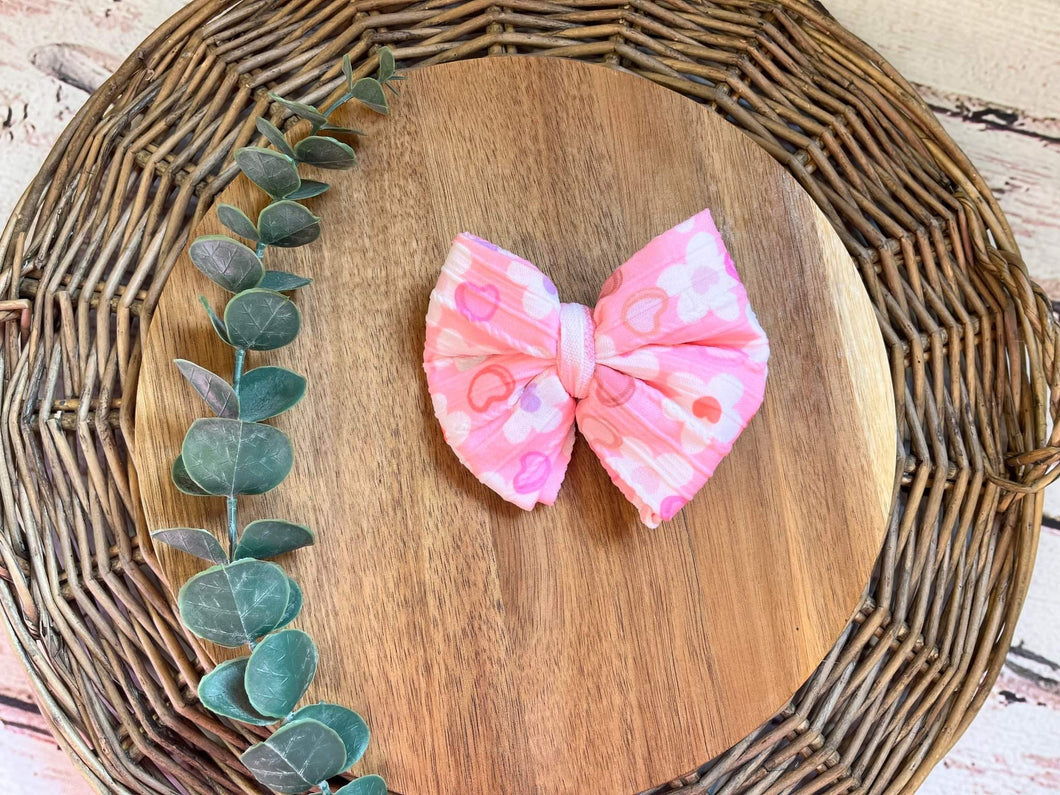 Candy Hearts Big Bow Clip