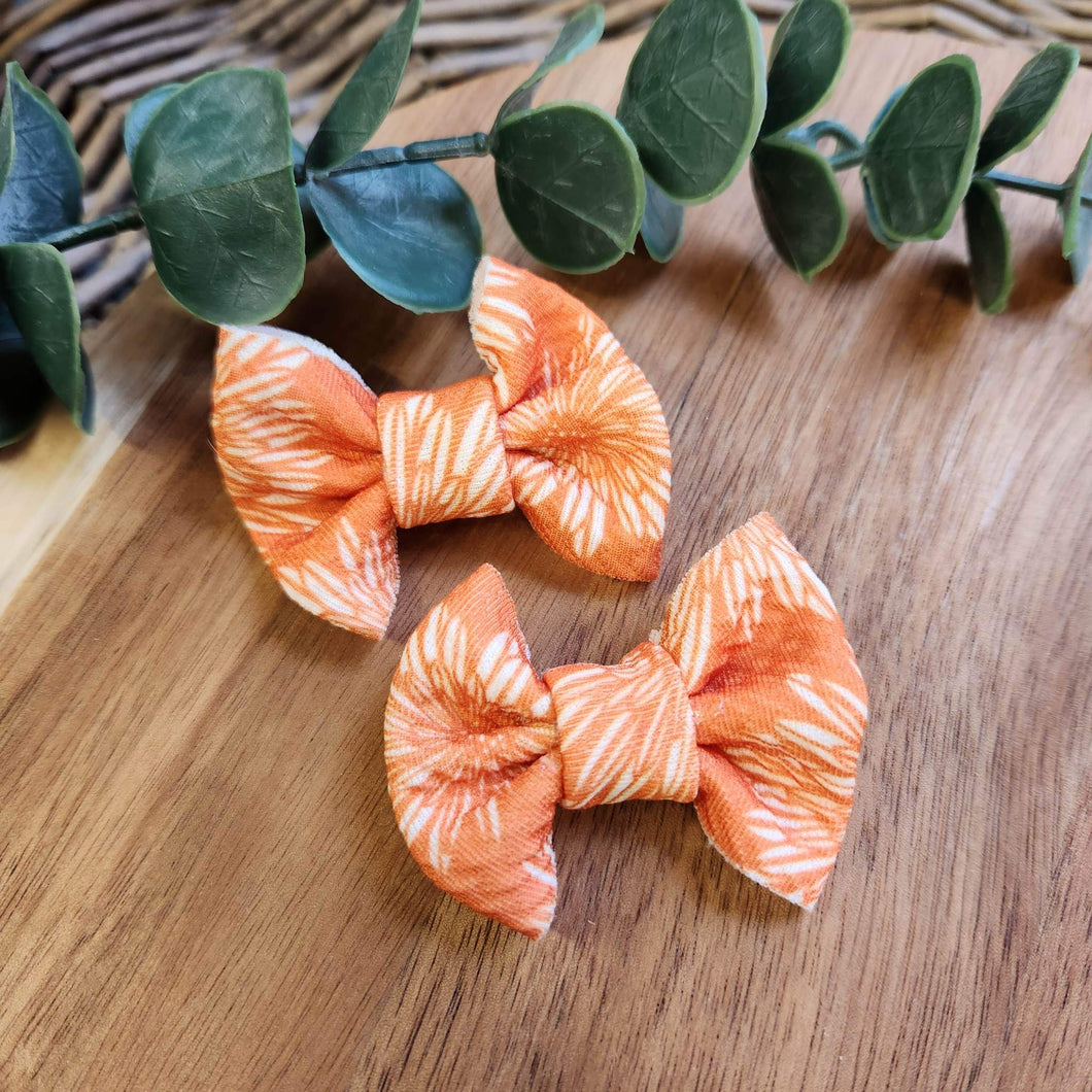 Orange Floral Itty Bitty Piggies on Clips
