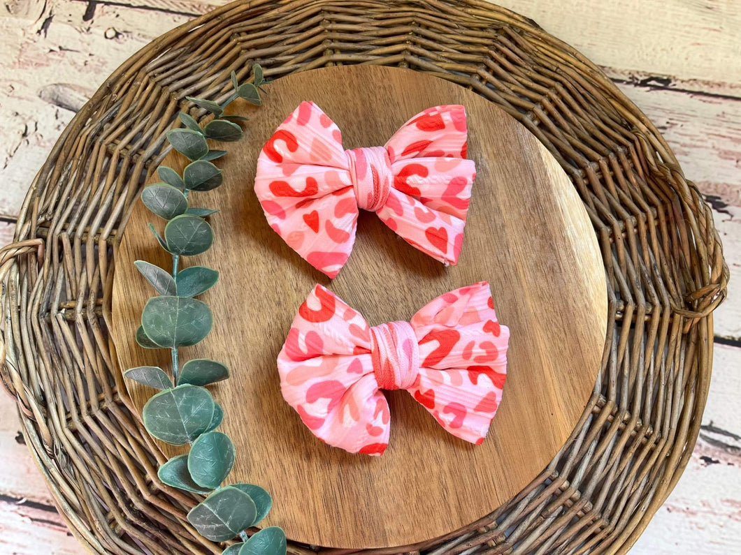 Pink Leopard Big Bow Clip
