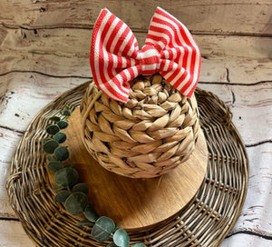 Red Striped Big Bow Nude Nylon