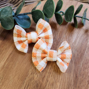 Orange Plaid Itty Bitty Piggies on Clips