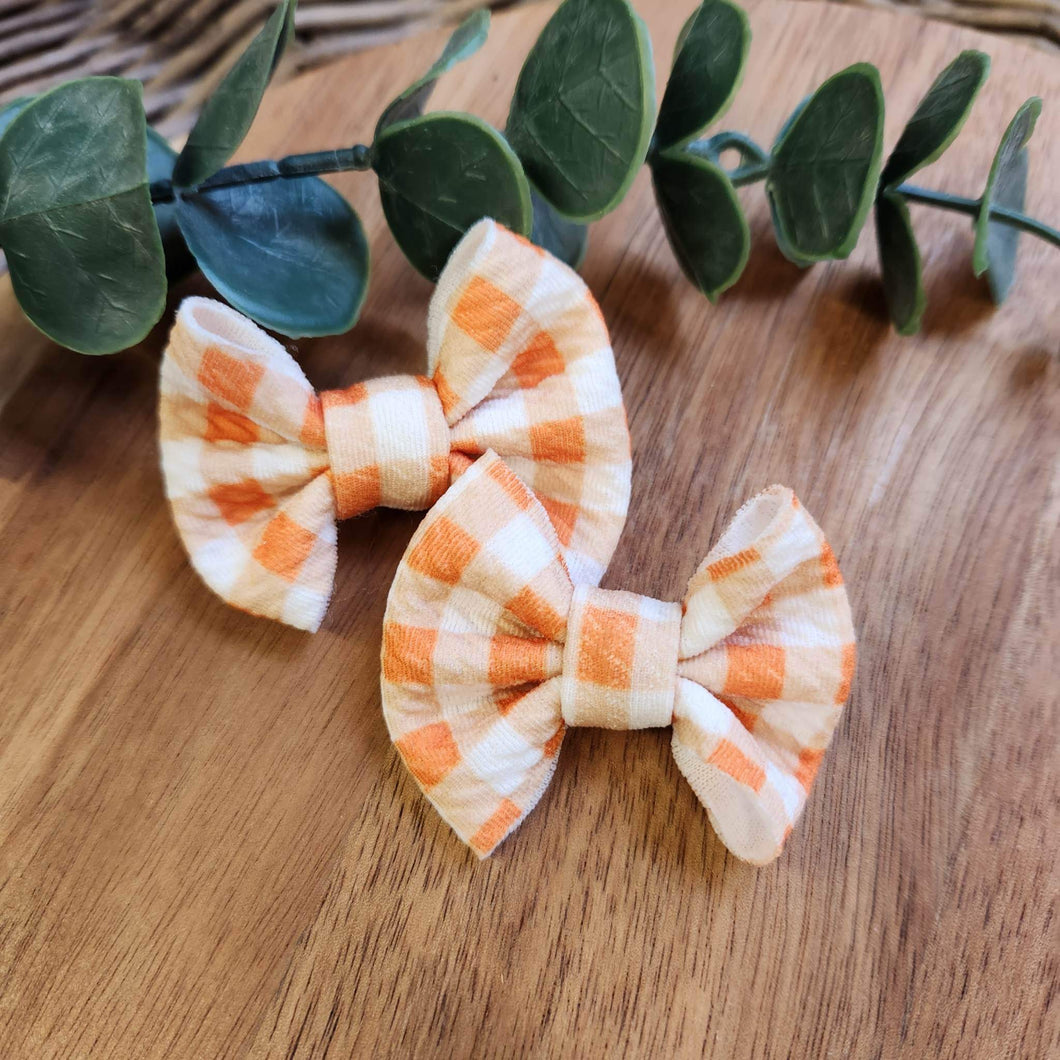 Orange Plaid Itty Bitty Piggies on Clips